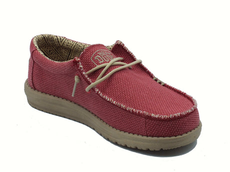 Hey Dude HeyDude 40003-6VP Wally Braided Pompeian Red Scarpe per Uomo in tessuto rosso pompeiano Pompeian Red
