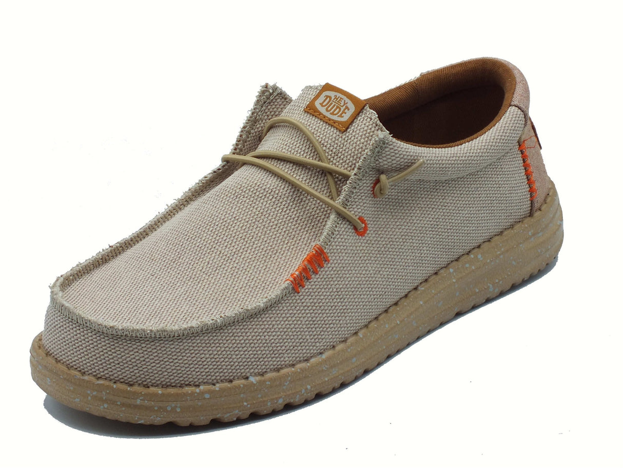 Hey Dude HeyDude 40952 wally coastline Silver Mocassini per Uomo in tessuto bianco beige Silver