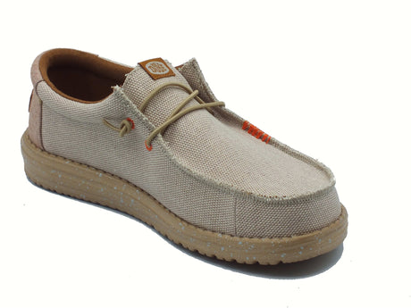 Hey Dude HeyDude 40952 wally coastline Silver Mocassini per Uomo in tessuto bianco beige Silver