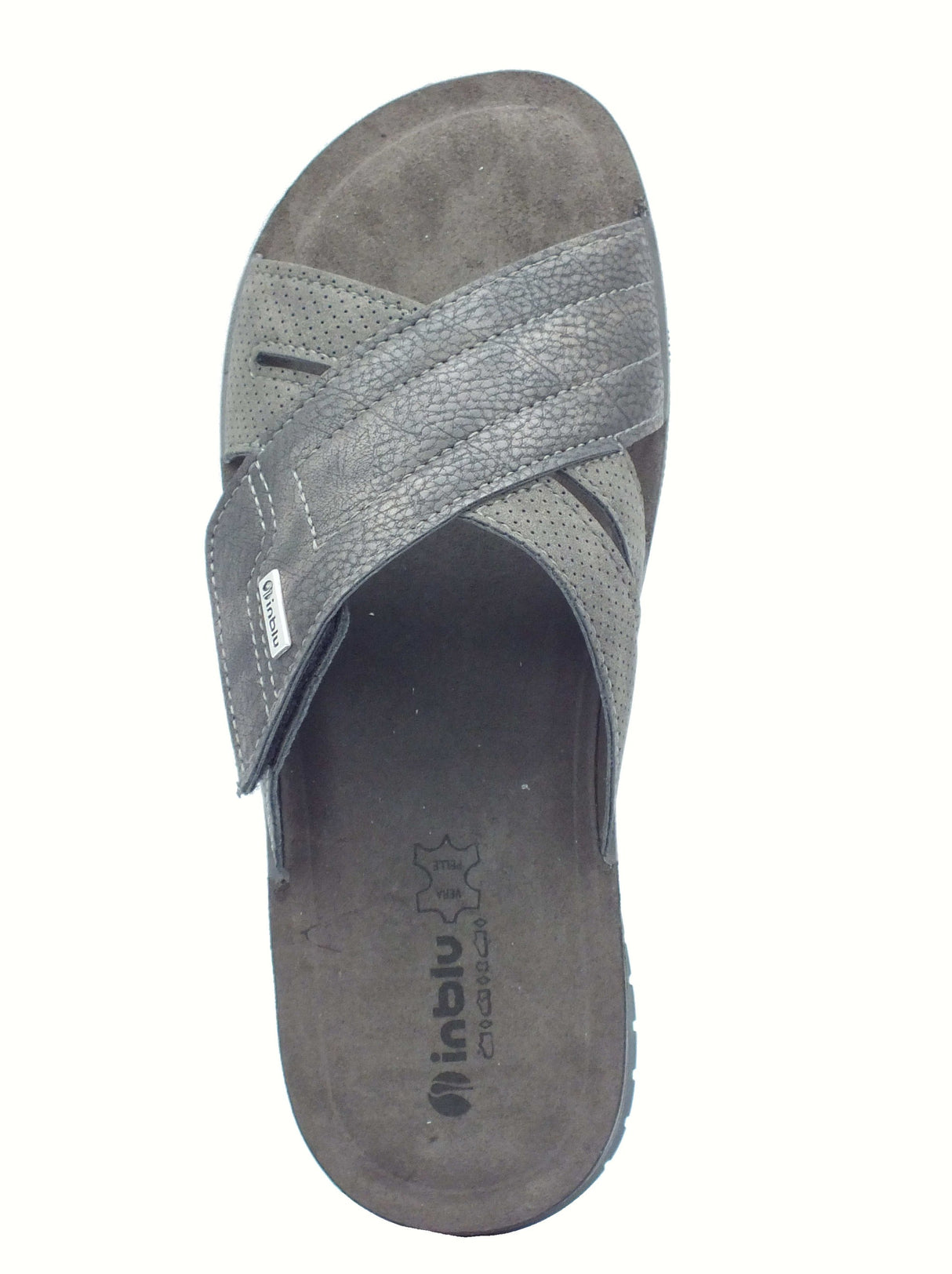 InBlu InBlu ID000018 Nero Ciabatte per Uomo con regolazione a strappo e sottopiede in pelle Nero