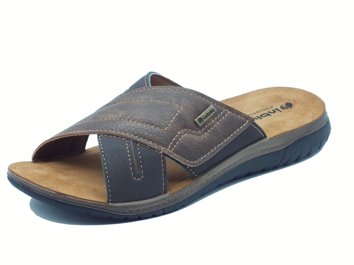 InBlu InBlu ID000018 Testa di Moro Ciabatte per Uomo con regolazione a strappo e sottopiede in pelle Testa di Moro