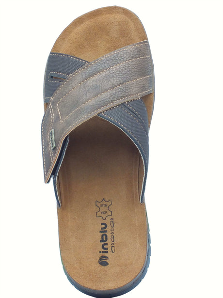 InBlu InBlu ID000018 Testa di Moro Ciabatte per Uomo con regolazione a strappo e sottopiede in pelle Testa di Moro