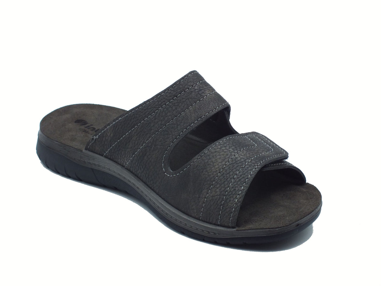 InBlu InBlu ID000020 Nero Ciabatte per Uomo con doppia regolazione a strappo e sottopiede in pelle Nero