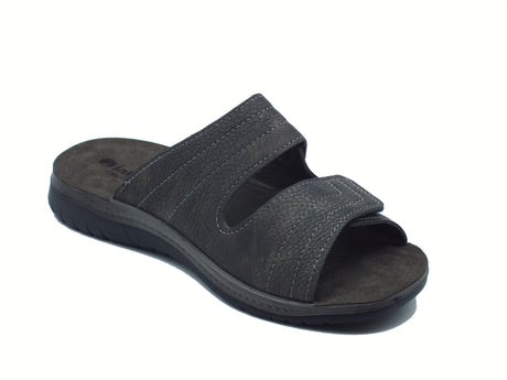 InBlu InBlu ID000020 Nero Ciabatte per Uomo con doppia regolazione a strappo e sottopiede in pelle Nero