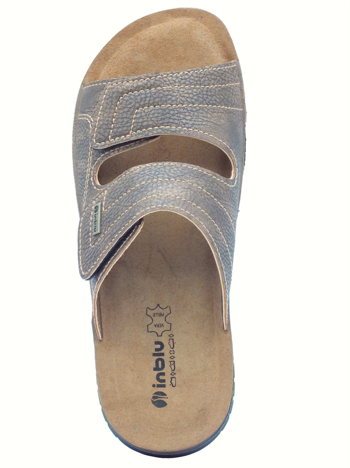 InBlu InBlu ID000020 Testa di Moro Ciabatte per Uomo con doppia regolazione a strappo e sottopiede in pell Testa di Moro