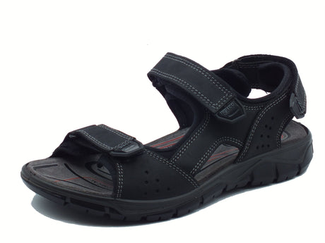 Igi&Co Igi&Co 7645000 Nabuk Ingrassato Nero Sandali per Uomo in pelle con triplo strappo Nero