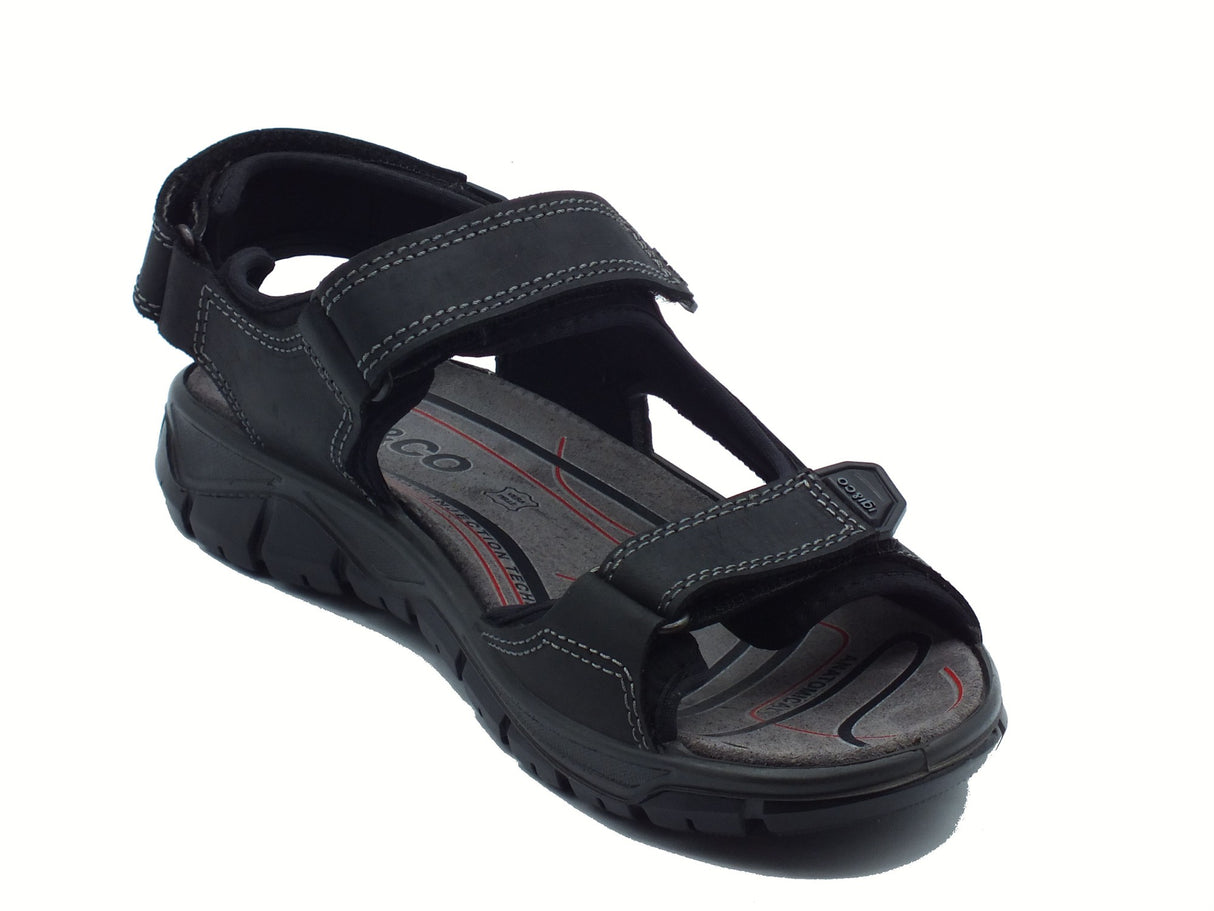 Igi&Co Igi&Co 7645000 Nabuk Ingrassato Nero Sandali per Uomo in pelle con triplo strappo Nero