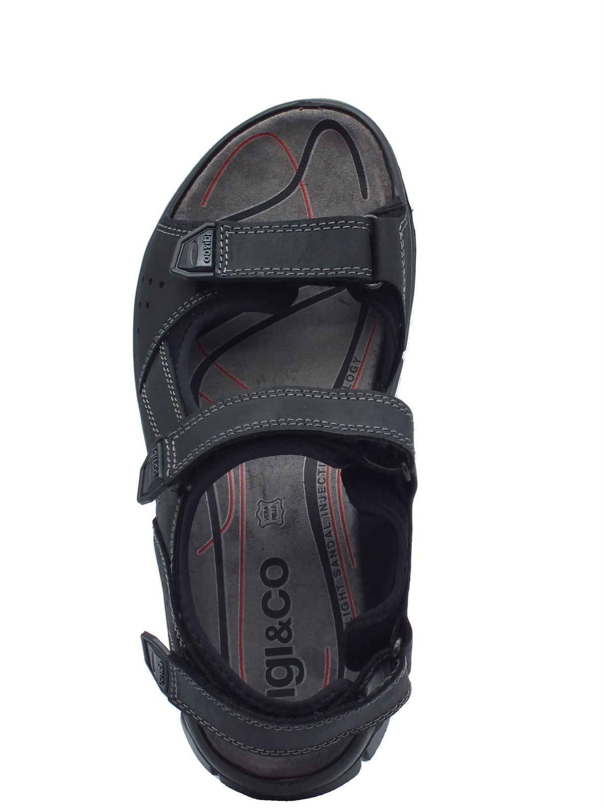 Igi&Co Igi&Co 7645000 Nabuk Ingrassato Nero Sandali per Uomo in pelle con triplo strappo Nero