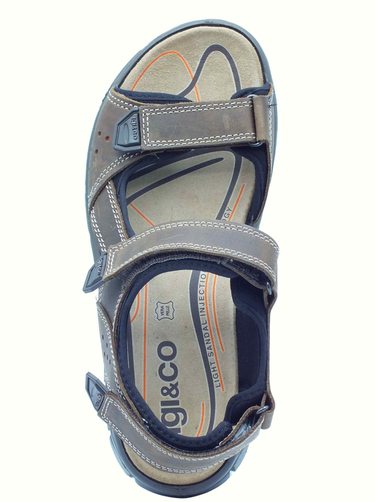 Igi&Co Igi&Co 7645022 Nabuk Ingrassato Fango Sandali per Uomo in pelle con triplo strappo Fango