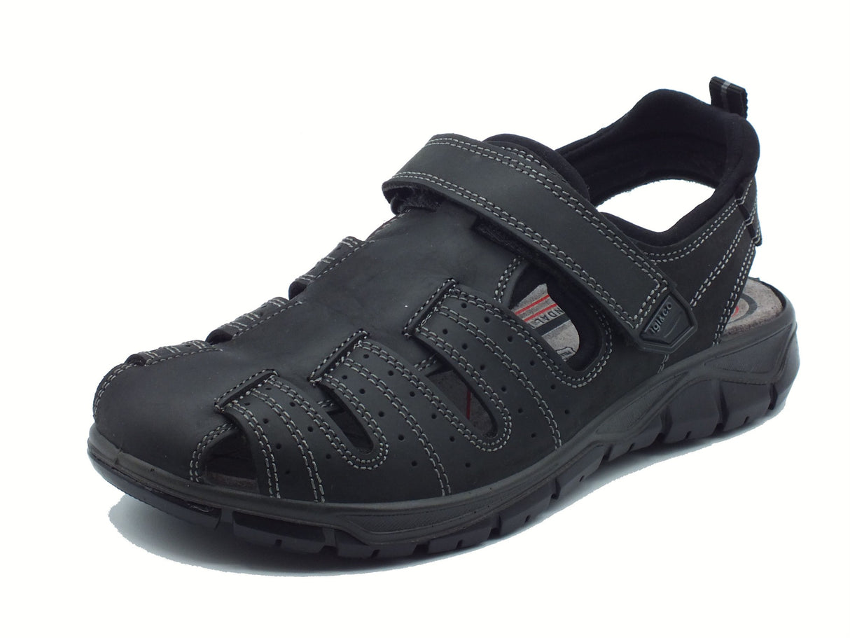 Igi&Co Igi&Co 7645100 Nabuk Ingrassato Nero Sandali per Uomo in pelle con strappo Nero