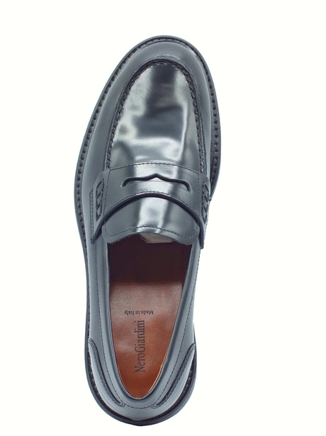 Nero Giardini NeroGiardini E500600U Wembley Nero Mocassini Eleganti per Uomo in pelle abrasivata Nero
