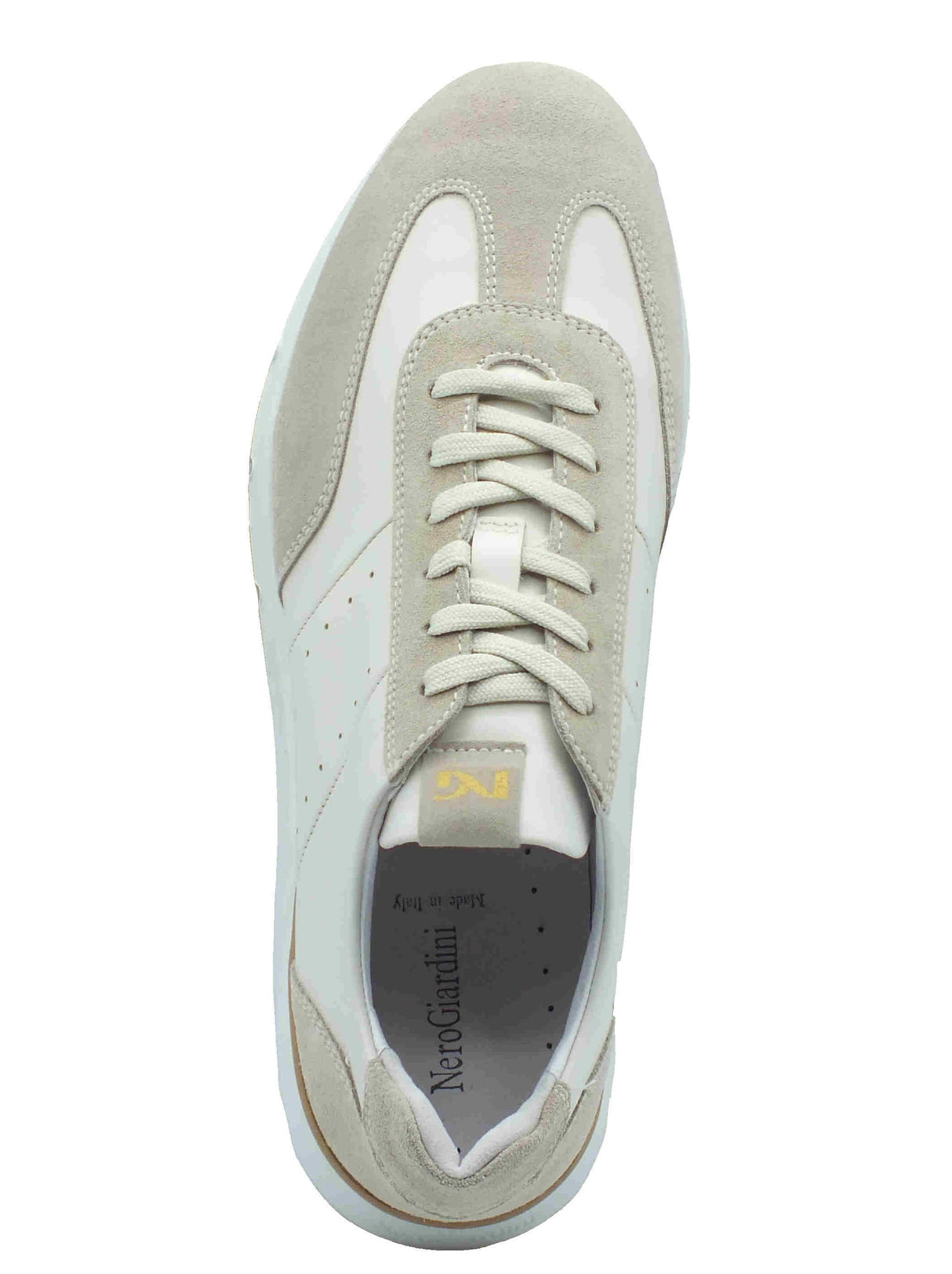 Nero Giardini NeroGiardini E500651U Velout Sparta Ivory Sneakers sportive Uomo pelle nabuk colore bianco avorio bianco avorio