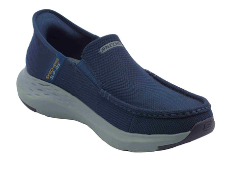 Skechers Skechers Slip-Ins 204804 Parson Ralven Navy Mocassini sportivi per uomo in tessuto blu Navy