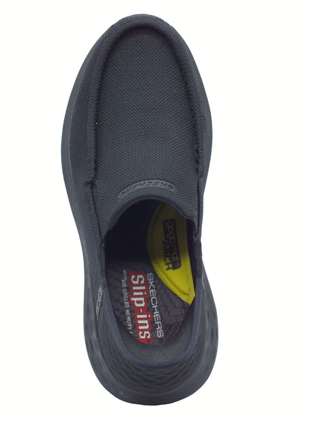 Skechers Skechers Slip-Ins 204804 Parson Ralven Black Mocassini sportivi per uomo in tessuto nero Black