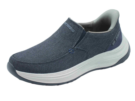 Skechers Skechers Slip-Ins 205356 Decklan Gulliver Navy Mocassini sportivi per uomo in tessuto blu Navy