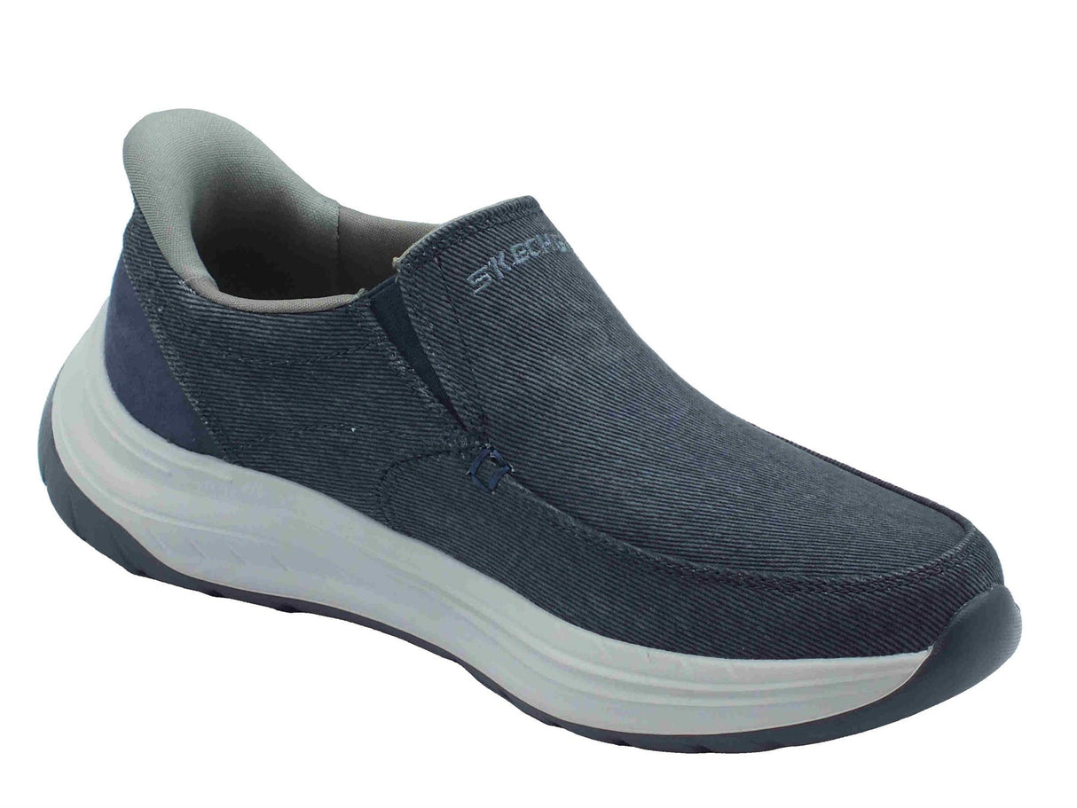 Skechers Skechers Slip-Ins 205356 Decklan Gulliver Navy Mocassini sportivi per uomo in tessuto blu Navy