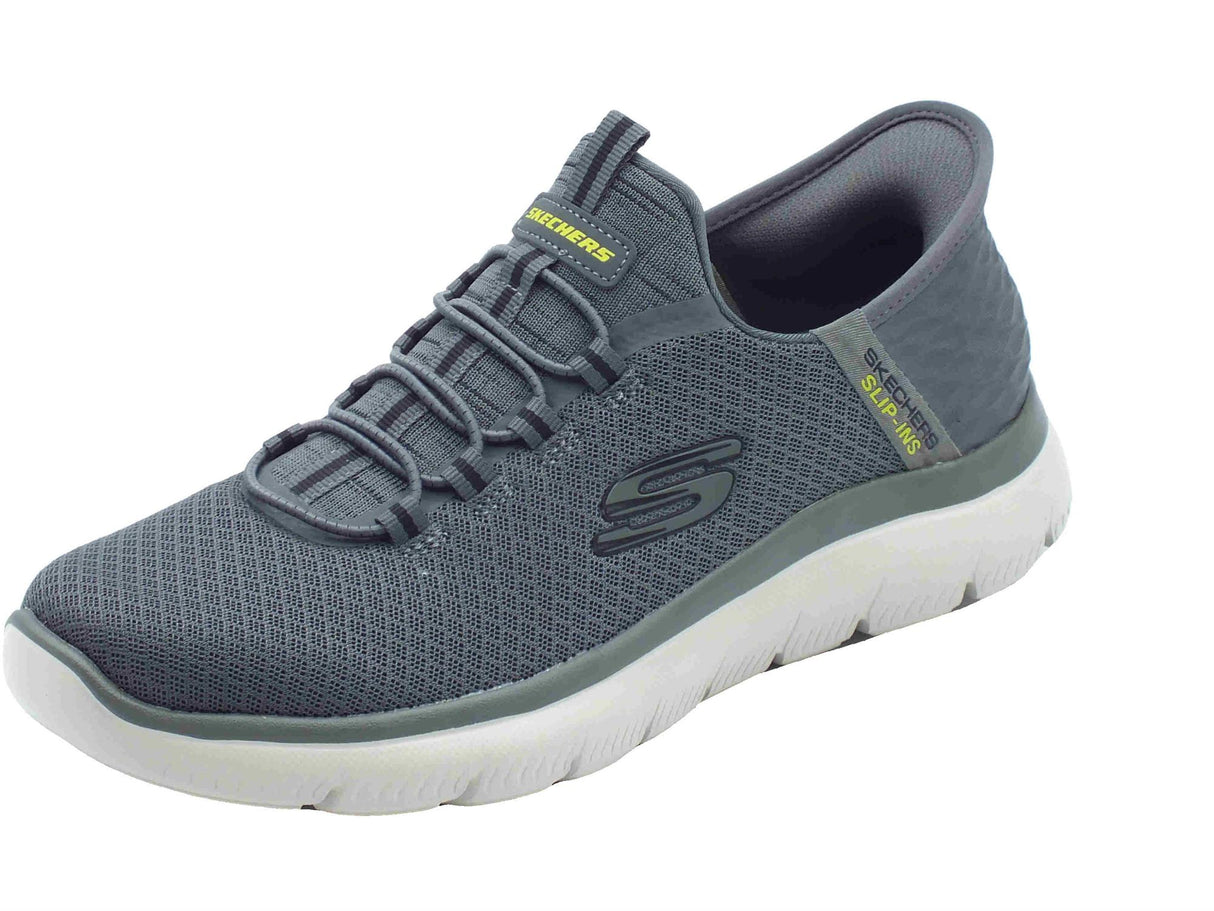 Skechers Skechers Slip-Ins 232457 Summits High Range Charcoal Mocassini sportivi per uomo in tessuto grigio Charcoal
