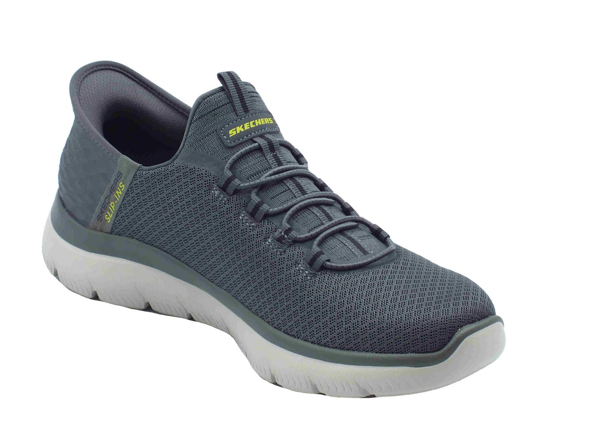 Skechers Skechers Slip-Ins 232457 Summits High Range Charcoal Mocassini sportivi per uomo in tessuto grigio Charcoal