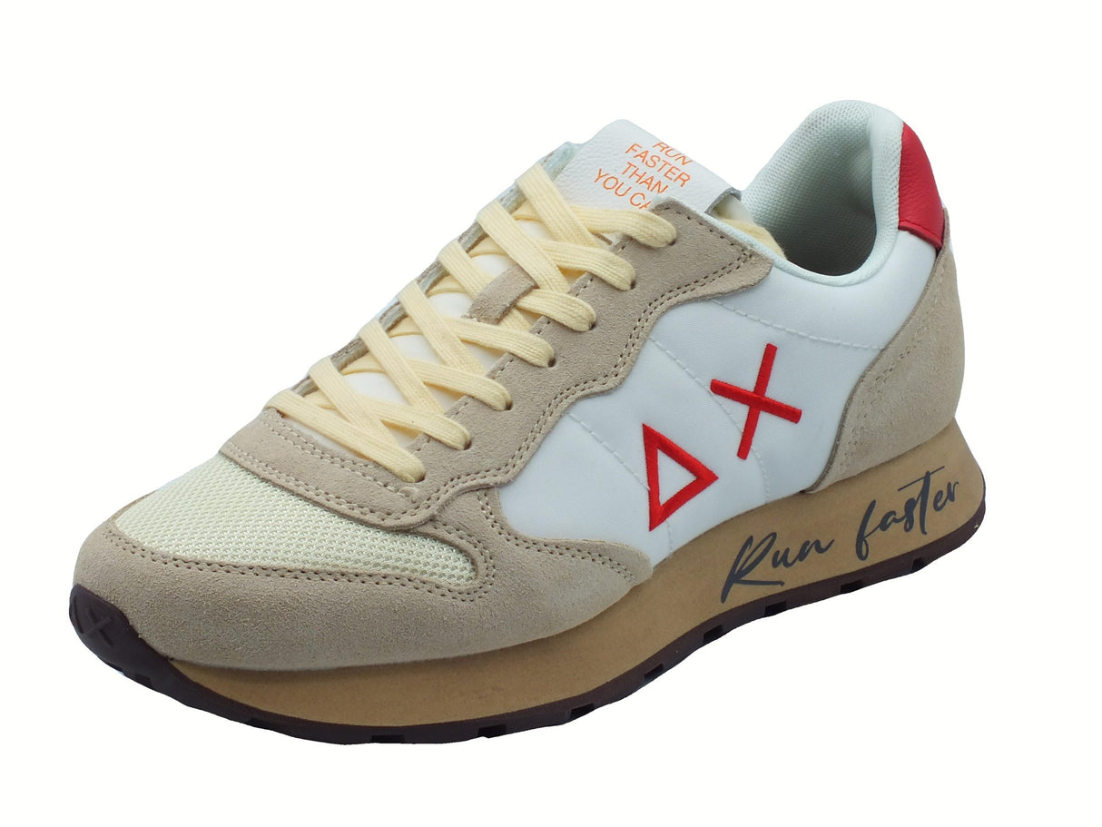 SUN68 SUN68 Z35105 Tom Vintage Bianco Panna Rosso Scarpe Sportive per Uomo in nabuk e tessuto Bianco Panna Rosso