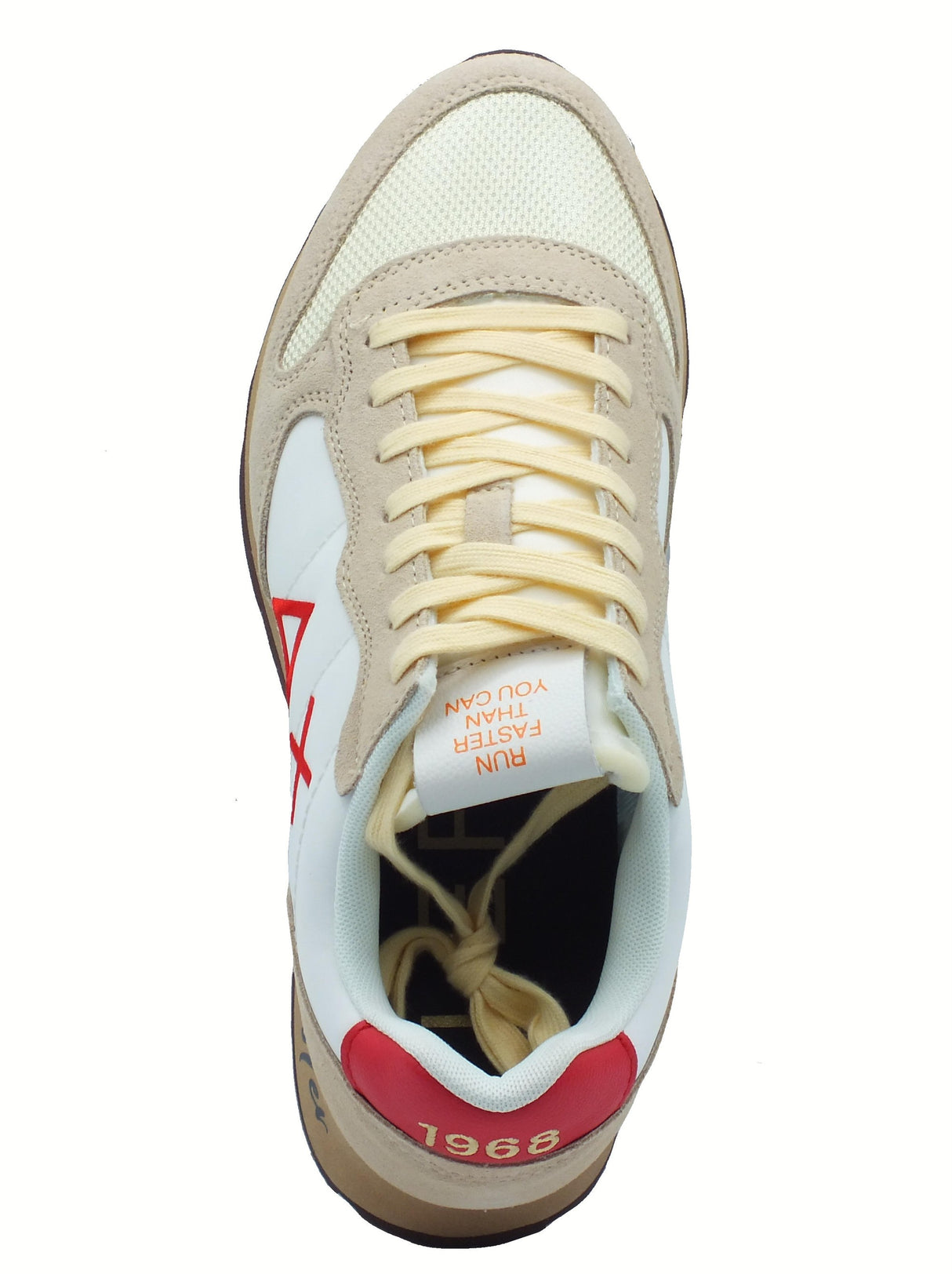 SUN68 SUN68 Z35105 Tom Vintage Bianco Panna Rosso Scarpe Sportive per Uomo in nabuk e tessuto Bianco Panna Rosso