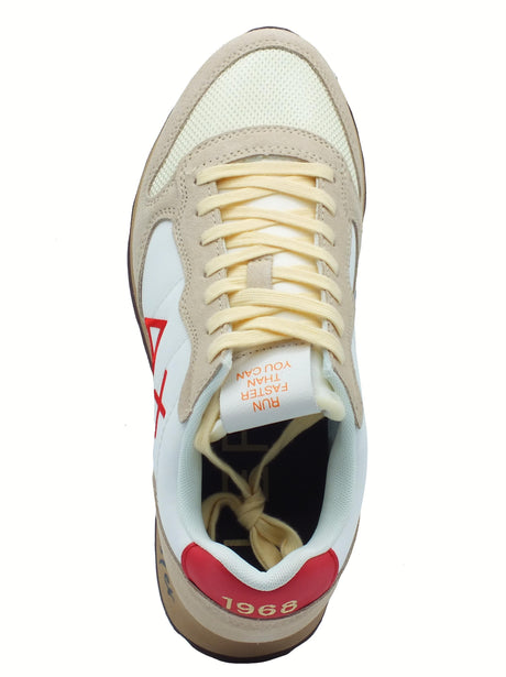 SUN68 SUN68 Z35105 Tom Vintage Bianco Panna Rosso Scarpe Sportive per Uomo in nabuk e tessuto Bianco Panna Rosso