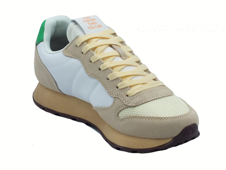 SUN68 SUN68 Z35105 Tom Vintage Bianco Panna Verde Scarpe Sportive per Uomo in nabuk e tessuto Bianco Panna