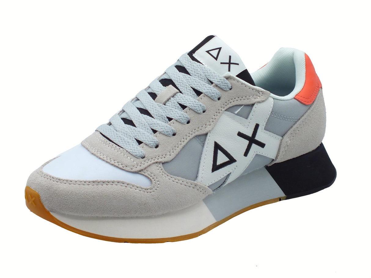 SUN68 SUN68 Z35112 Jaki Bicolor Bianco Grigio Scarpe Sportive per Uomo in pelle, nabuk e tessuto Bianco Grigio