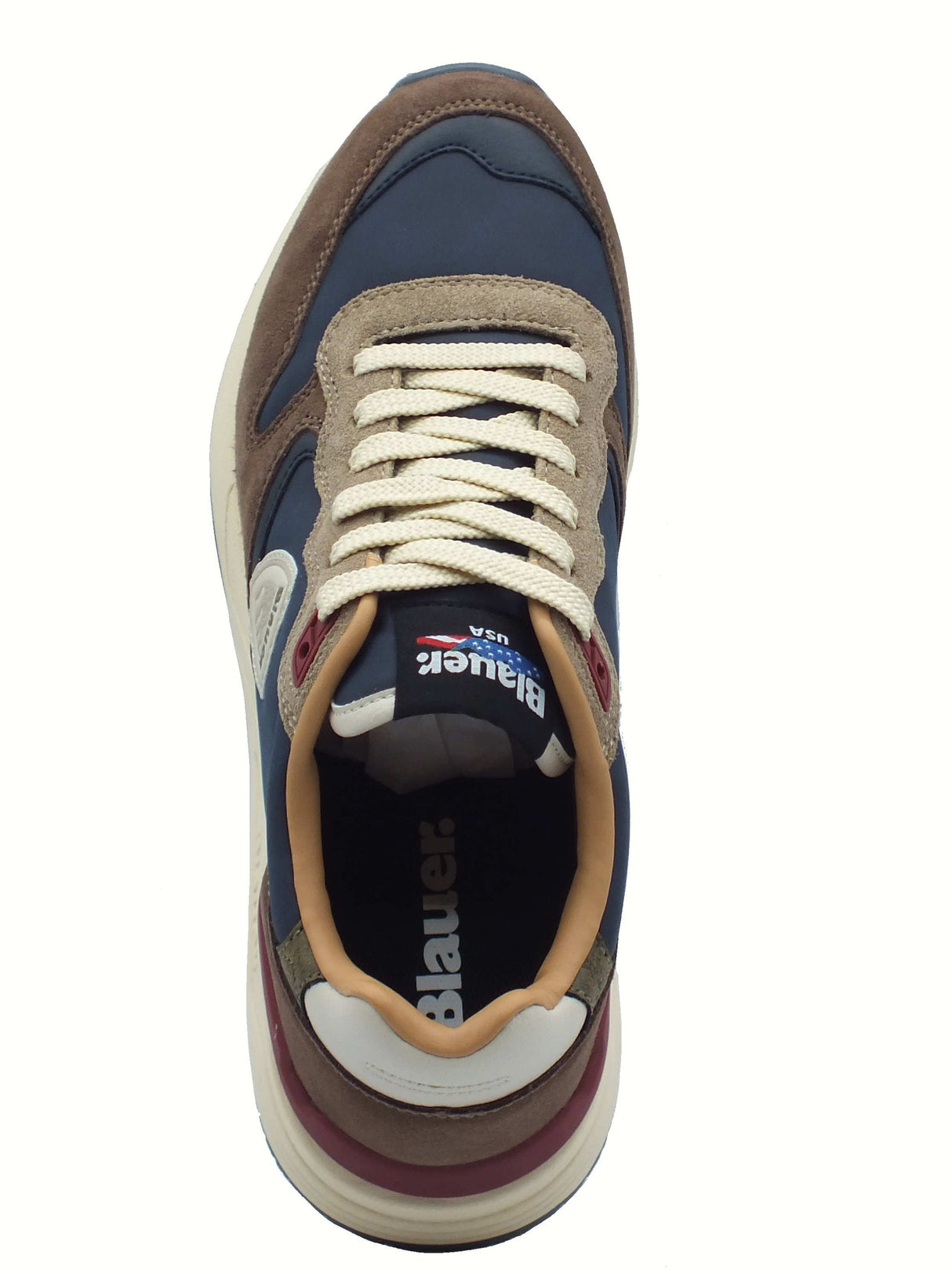 Blauer USA Blauer USA F5RAY02 Navy Dark Brown Sneakers Sportive per Uomo in pelle e tessuto Navy Dark Brown