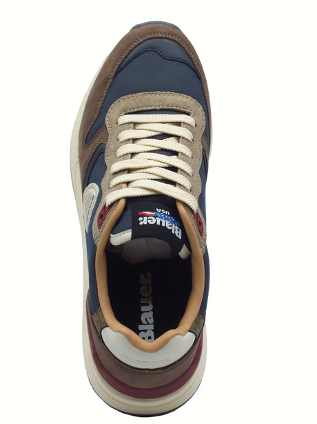 Blauer USA Blauer USA F5RAY02 Navy Dark Brown Sneakers Sportive per Uomo in pelle e tessuto Navy Dark Brown