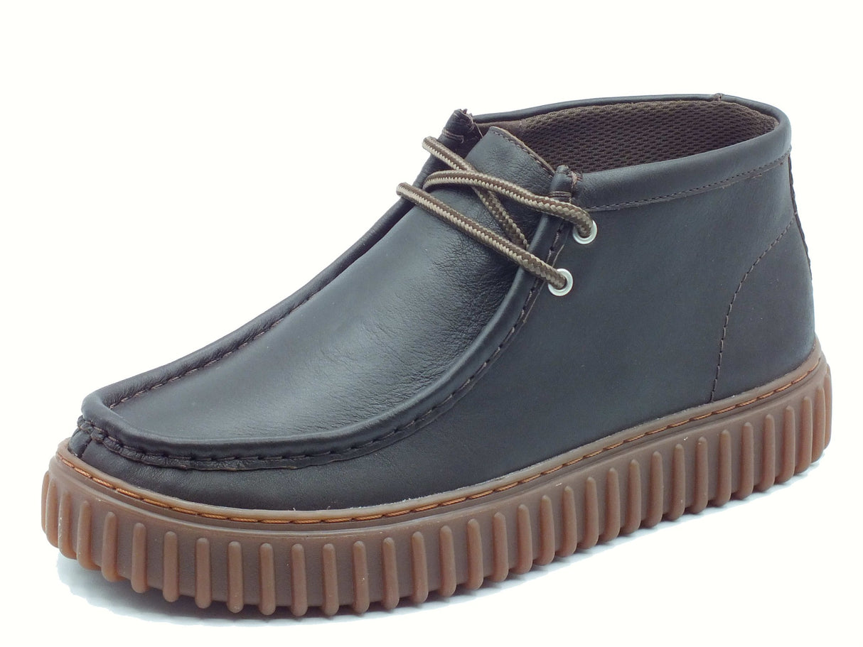 Clarks Clarks Torhill Hi Dark Brown Lea Scarponcini modello Ingegnere per Uomo in pelle testa di moro Brown