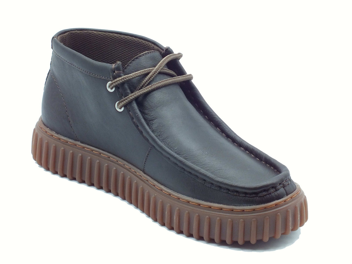 Clarks Clarks Torhill Hi Dark Brown Lea Scarponcini modello Ingegnere per Uomo in pelle testa di moro Brown