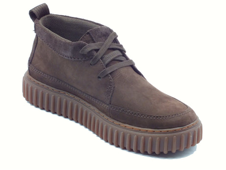 Clarks Clarks Torhill LaceHi Dark Brown Nub Scarponcini modello Ingegnere per Uomo in pelle testa di moro Dark Brown