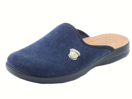 Fly Flot FlyFlot P7 588 ME Acerno Blu Pantofole per Uomo in tessuto con sottopiede in pelle Blu