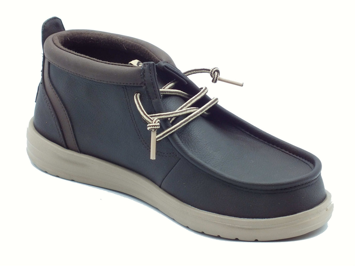 Hey Dude HeyDude 42051 Wally Mid Gripr Classic Brown Scarponcini per Uomo in pelle marrone Wally Mid Gripr Classic B