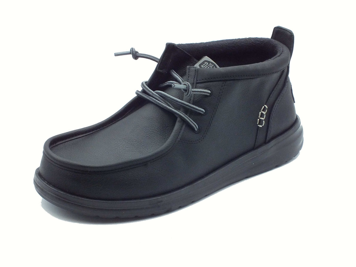 Hey Dude HeyDude 42051 Wally Mid Gripr Classic Black Scarponcini per Uomo in pelle nera Wally Mid Gripr Classic B