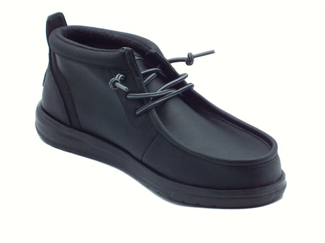 Hey Dude HeyDude 42051 Wally Mid Gripr Classic Black Scarponcini per Uomo in pelle nera Wally Mid Gripr Classic B