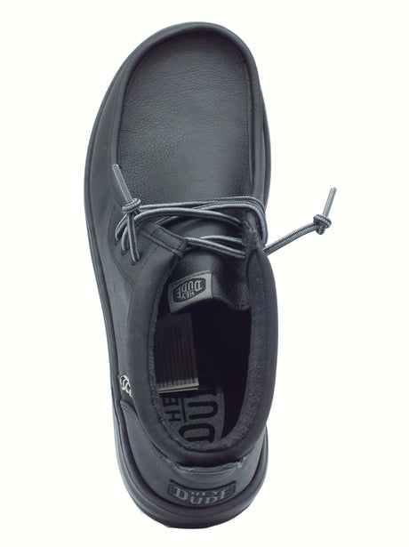 Hey Dude HeyDude 42051 Wally Mid Gripr Classic Black Scarponcini per Uomo in pelle nera Wally Mid Gripr Classic B