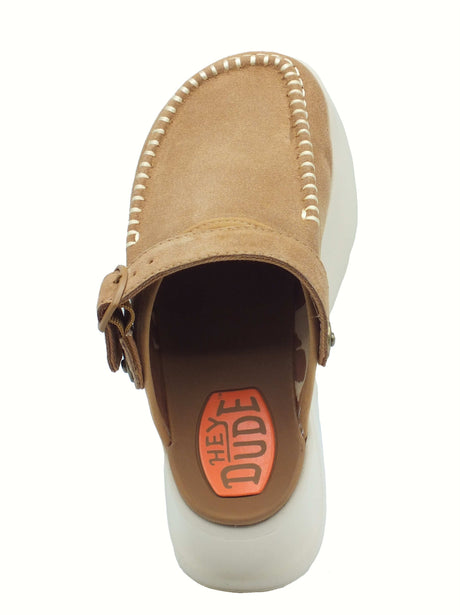 Hey Dude HeyDude 44259 Delray Clog Suede Tan Sabot per Donna in camoscio Tan