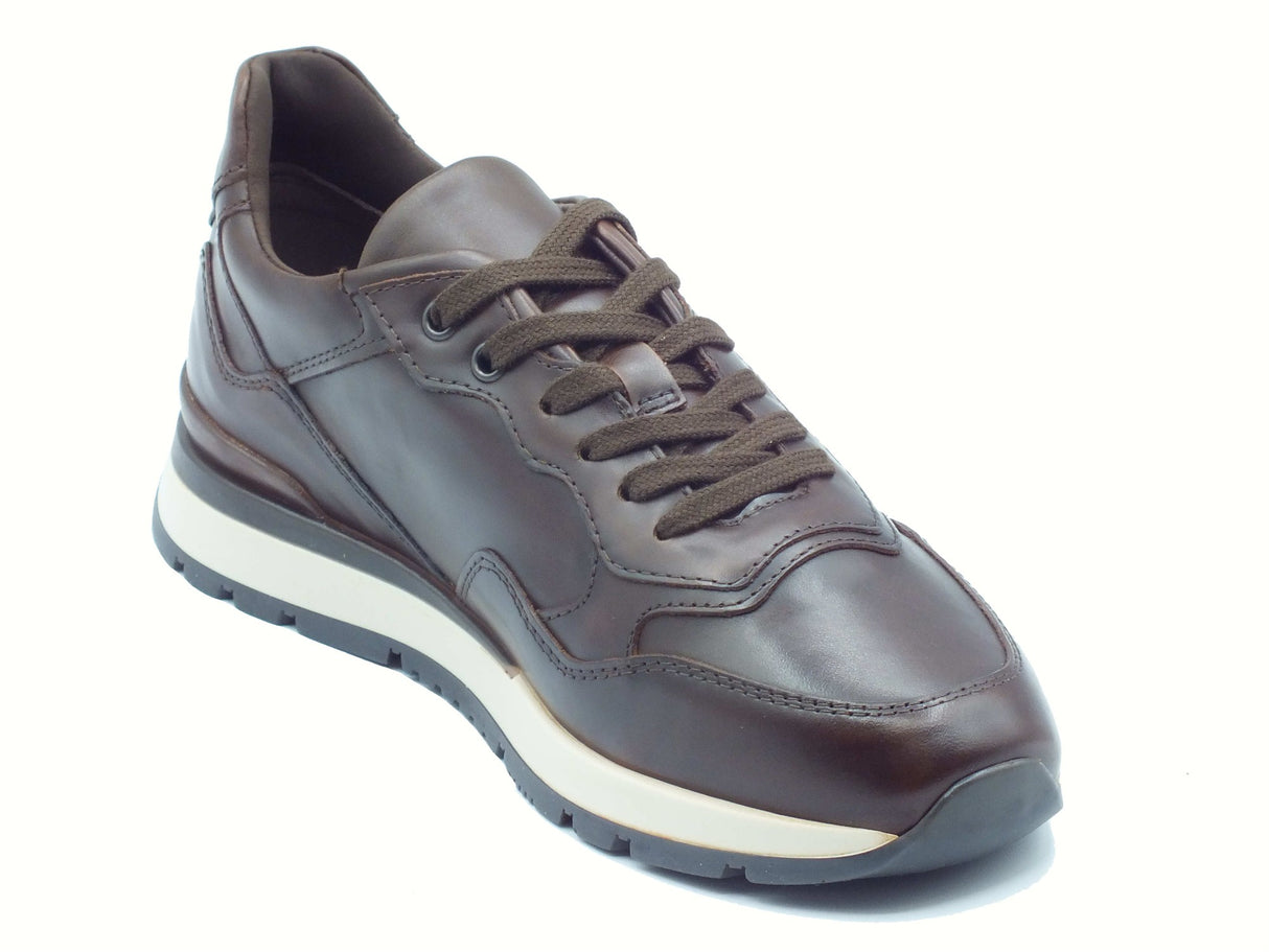 Nero Giardini NeroGiardini I400413U Delavato Beige Sneakers eleganti per Uomo in pelle Testa moro con lacci Delavato Beige