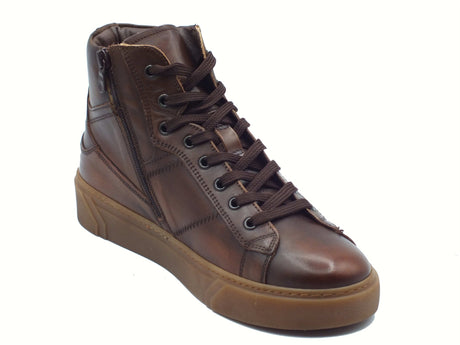 Nero Giardini NeroGiardini I400457U Delavato Beige Sneakers Sportive per Uomo in pelle Testa moro con lacci e lamp Beige