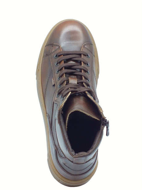 Nero Giardini NeroGiardini I400457U Delavato Beige Sneakers Sportive per Uomo in pelle Testa moro con lacci e lamp Beige