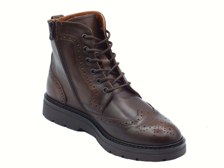 Nero Giardini NeroGiardini I500823U Delavato Beige Anfibi eleganti per Uomo in pelle testa moro duilio lacci e lam Delavato Beige