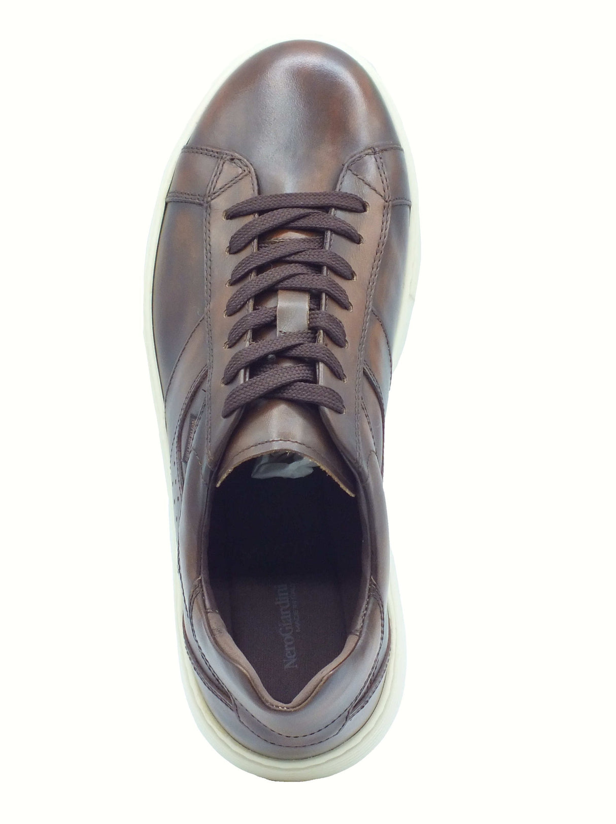 Nero Giardini NeroGiardini I500971U Delavato Beige Sneakers Sportive per Uomo in pelle Testa moro con lacci Beige