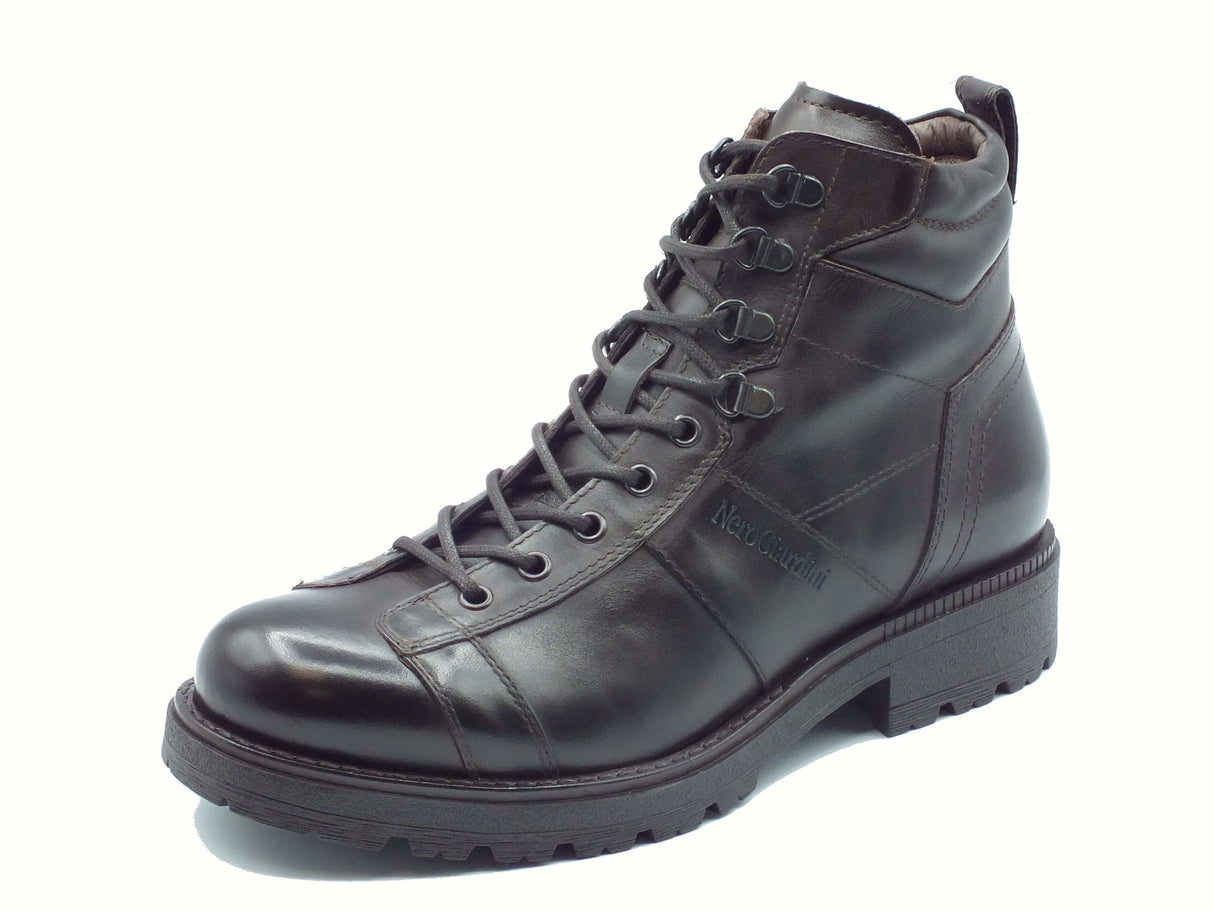 Nero Giardini NeroGiardini I501011U Kenia Caffè Anfibi per Uomo in pelle testa di moro con lacci e lampo Kenia Caffè