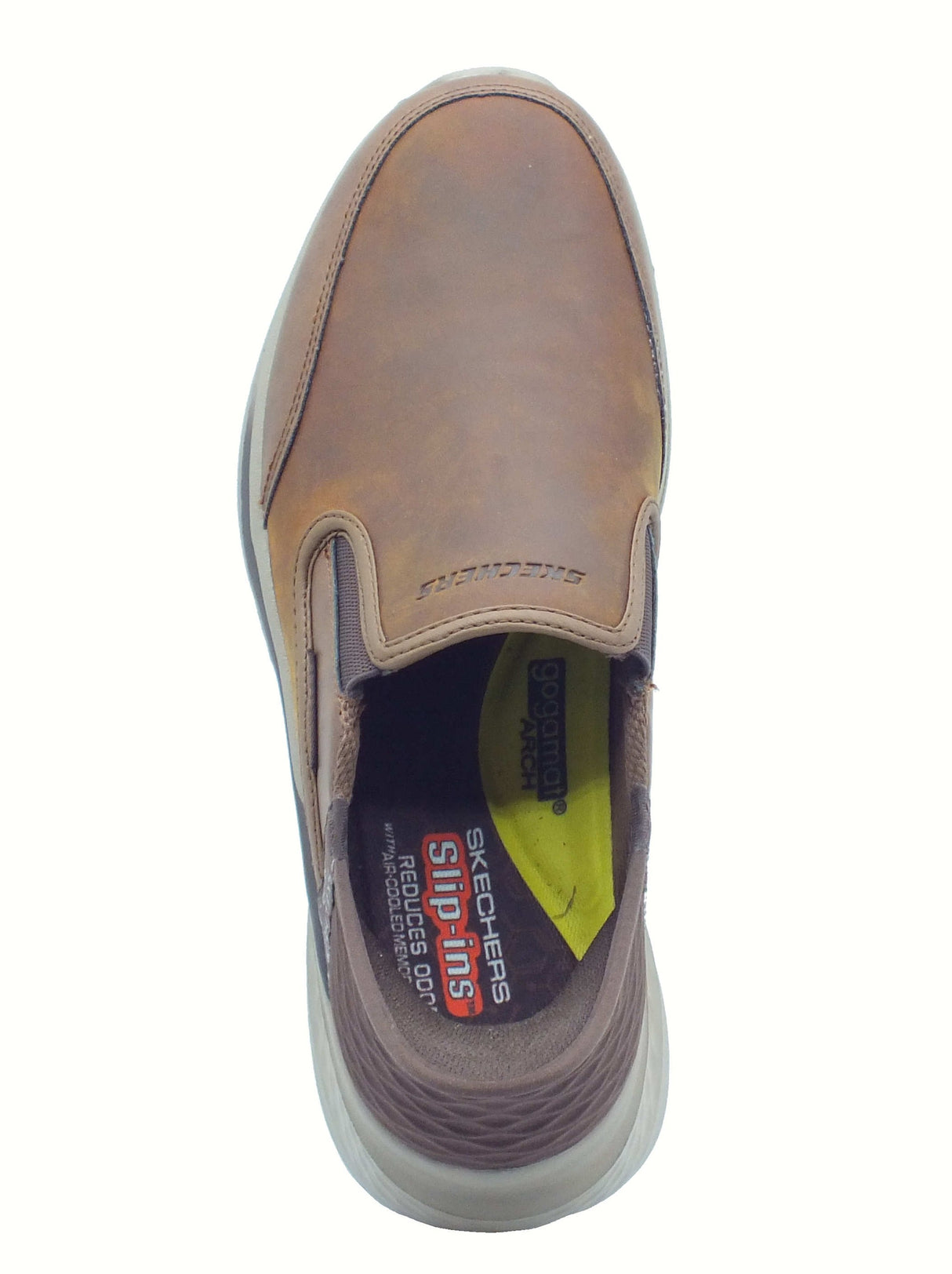 Skechers Skechers Slip-Ins 205237 Slade Cooper Dark Brown Mocassini per uomo in pelle e sintetico marrone Brown