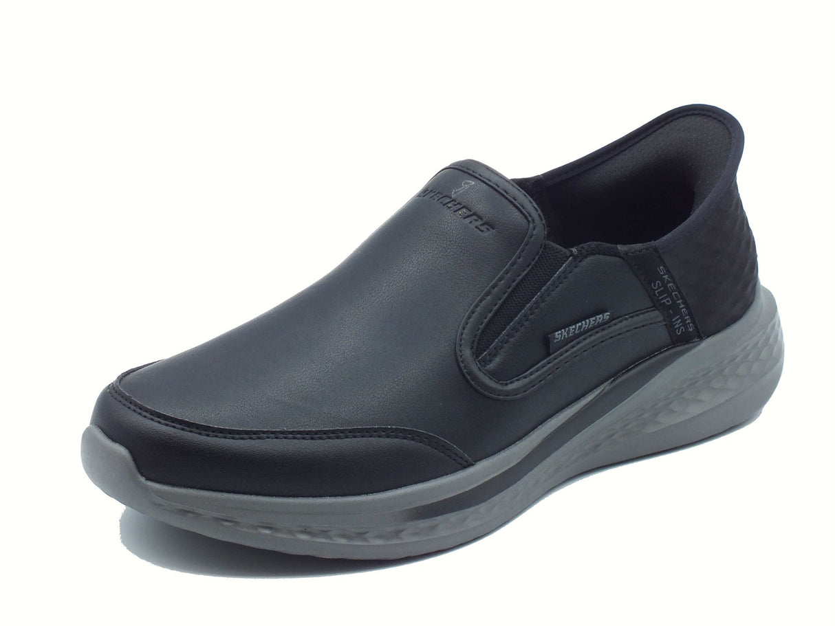 Skechers Skechers Slip-Ins 205237 Slade Cooper Black Mocassini per uomo in pelle e sintetico nero Black