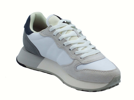 SUN68 SUN68 Z45113 Jaki Solid Bianco Scarpe Sportive per Uomo in nabuk e tessuto Bianco