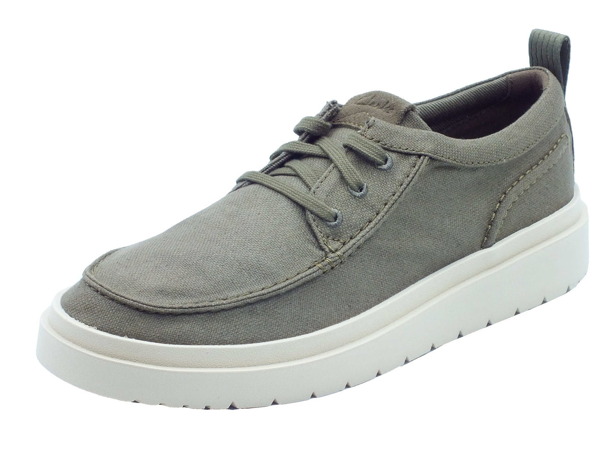 Clarks Clarks Scarpe Uomo Polden Moc Olive Canvas sintetico verde Olive