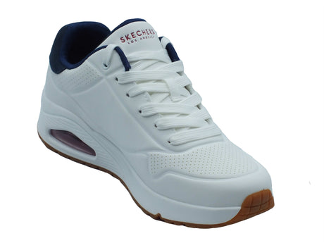 Skechers Skechers Sportive Uomo 183004 Uno Suited On Air White Navy Red pelle bianco Bianco