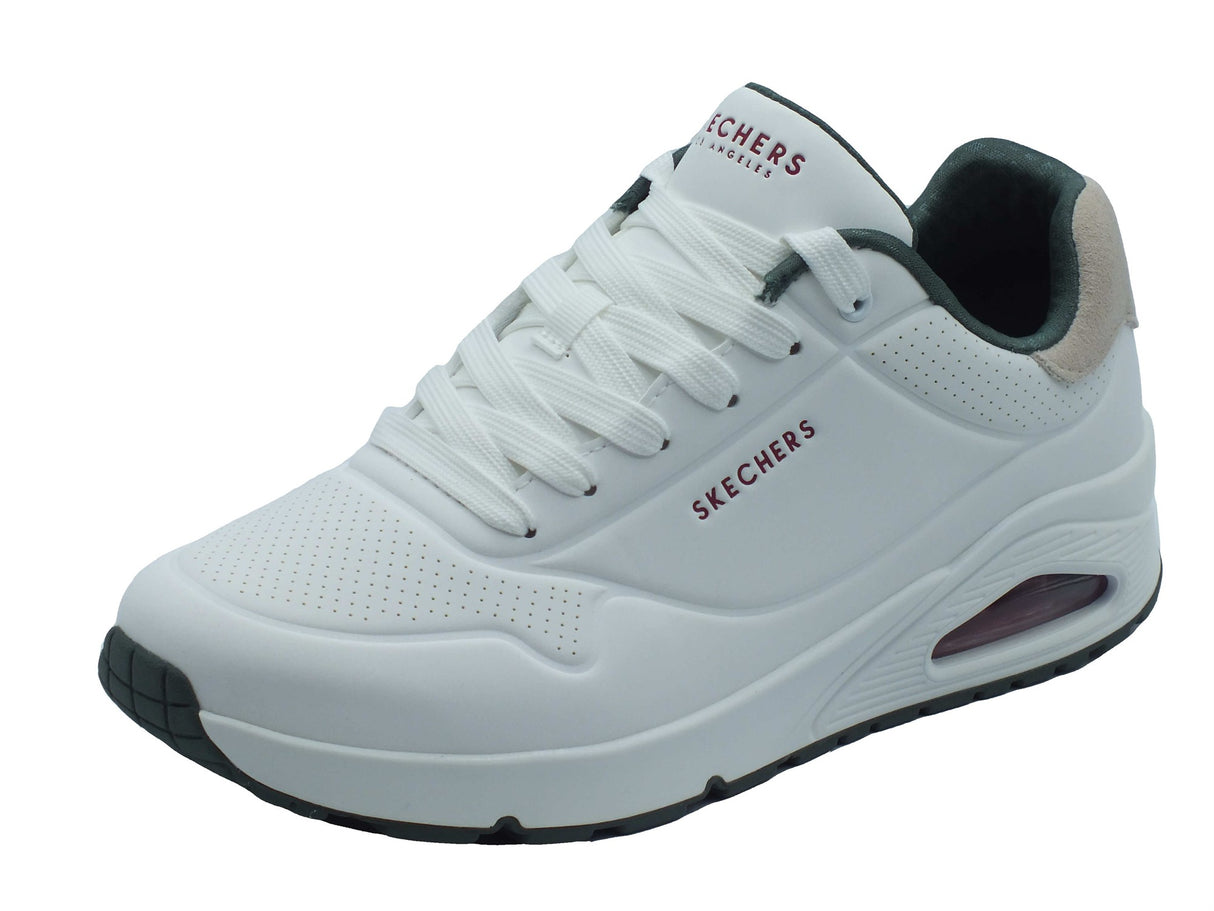 Skechers Skechers Sportive Uomo 183004 Uno Suited On Air White Green pelle bianco Bianco